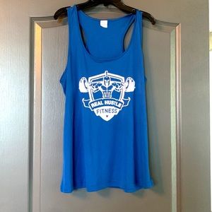 Real Hustle royal blue Fitness tank top by Sport-Tek size Large and NWOT.
